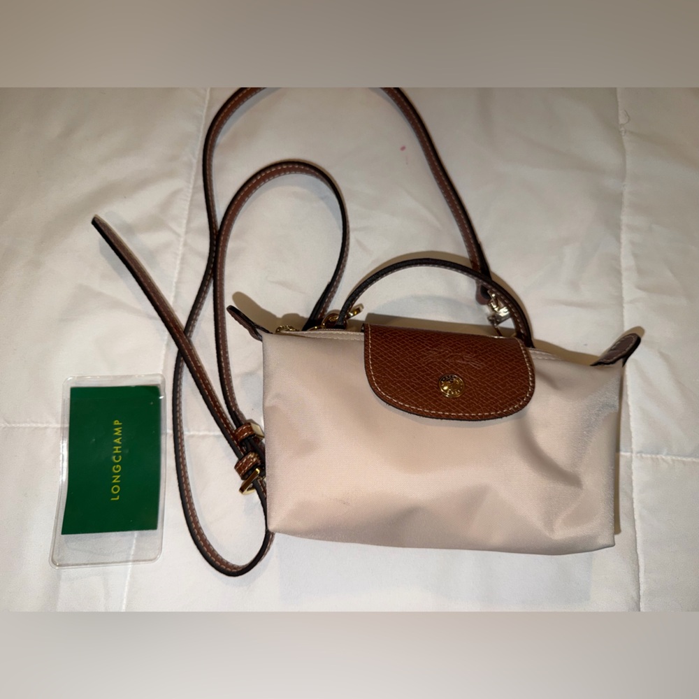 Longchamp Crossbody Bag in Cream and Brown